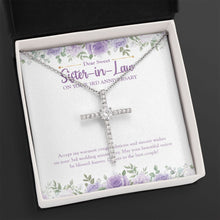 Load image into Gallery viewer, A Beautiful Union cz cross necklace close up
