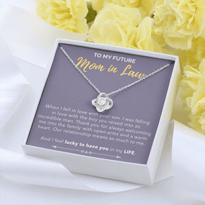 Lucky To Have You love knot pendant yellow flower