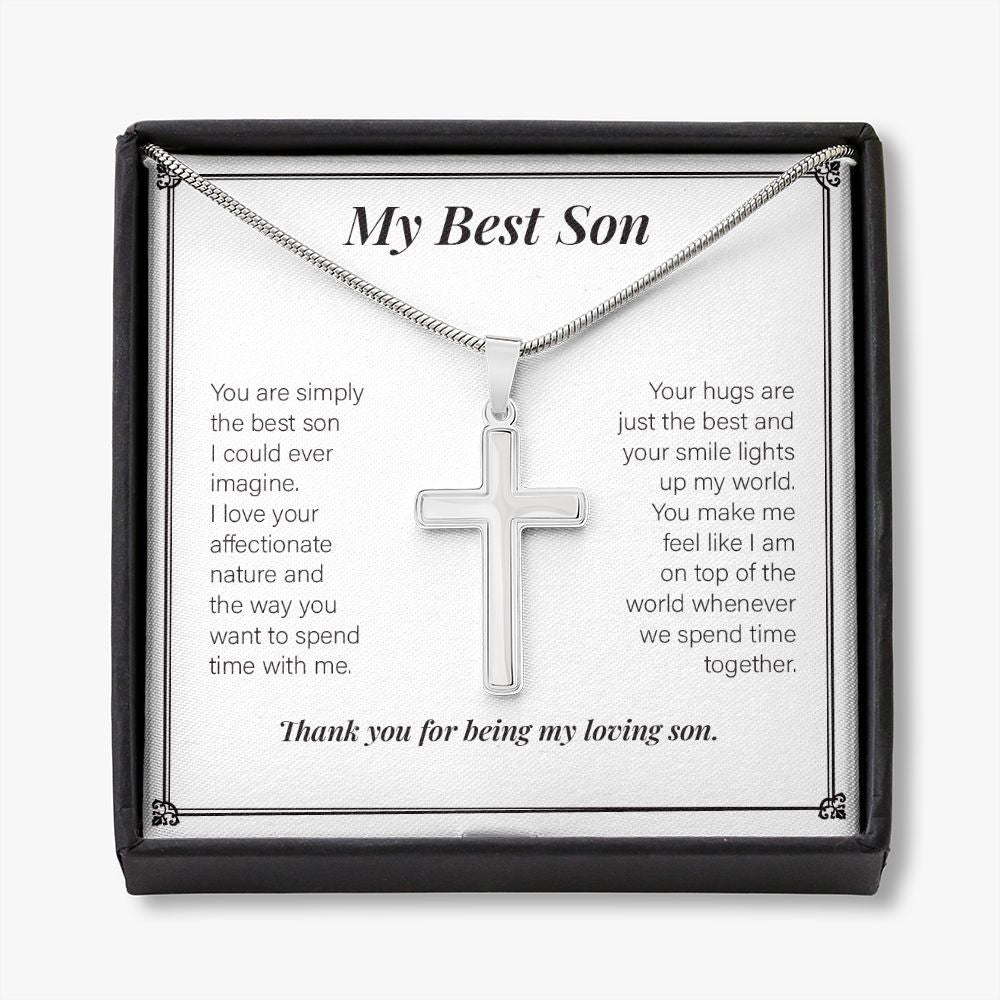 Top Of The World stainless steel cross necklace front