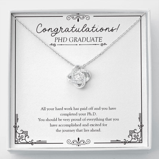 Hard Work Has Paid Off love knot necklace front