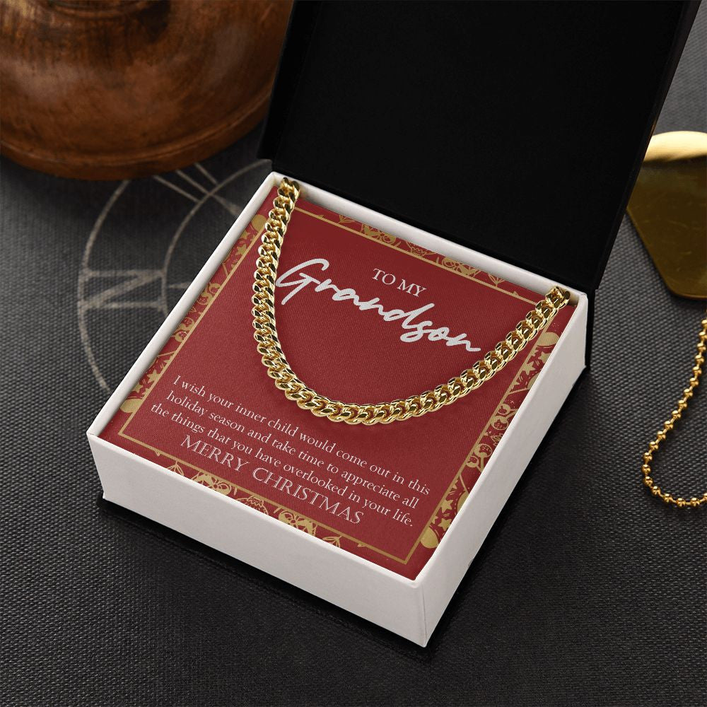 Inner Child Would Come Out cuban link chain gold box side view