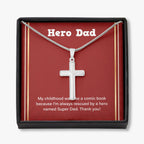 Like A Comic Book stainless steel cross necklace front