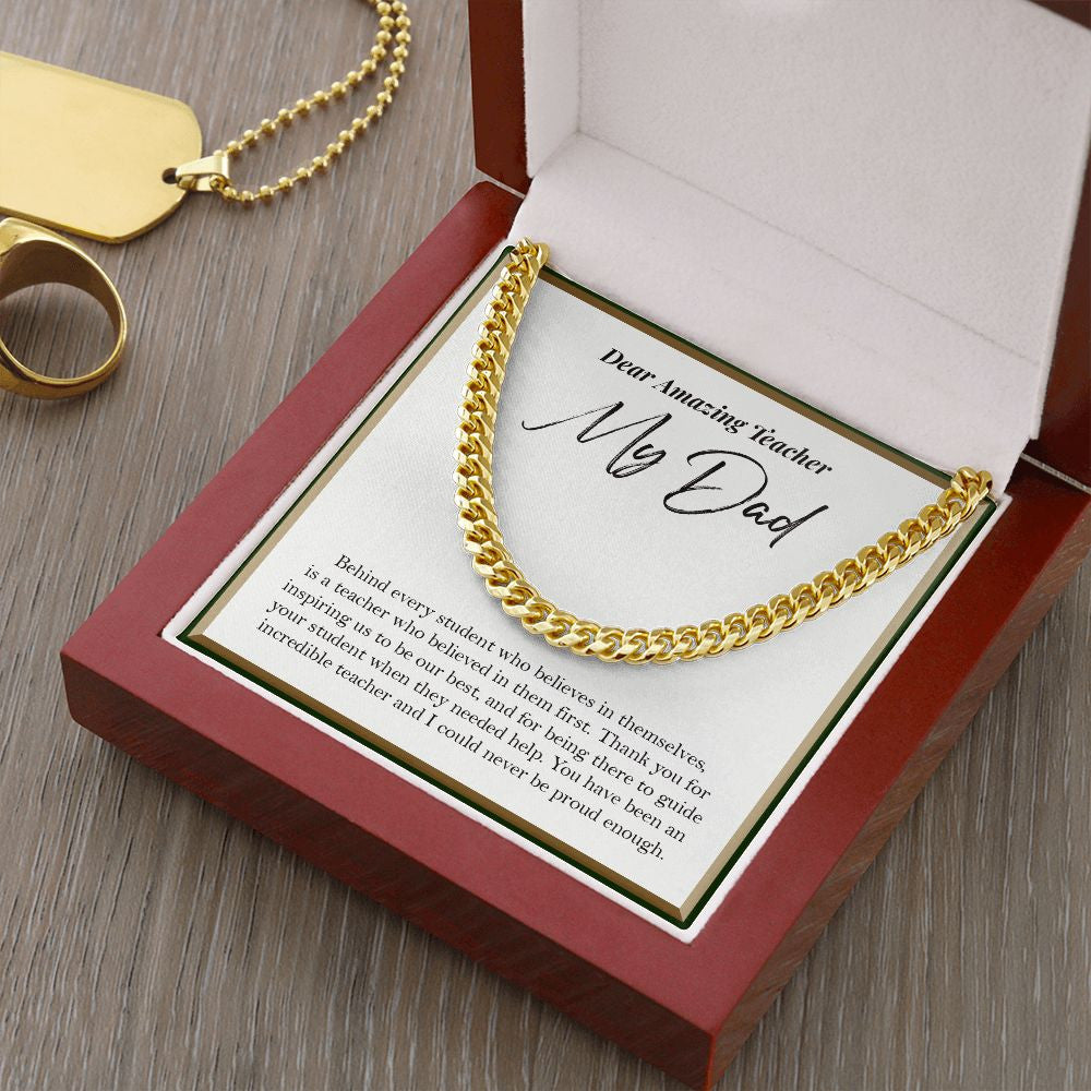 Behind Every Student cuban link chain gold luxury led box