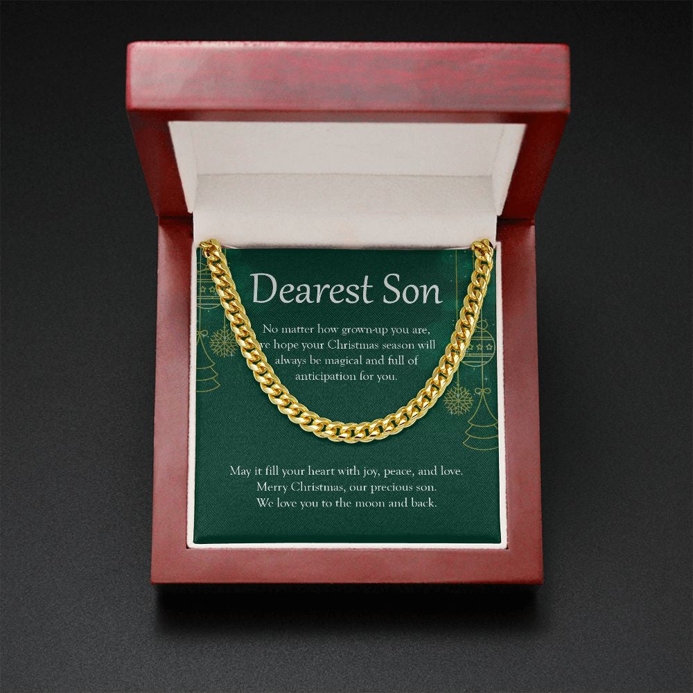 Will Always Be Magical cuban link chain gold mahogany box led