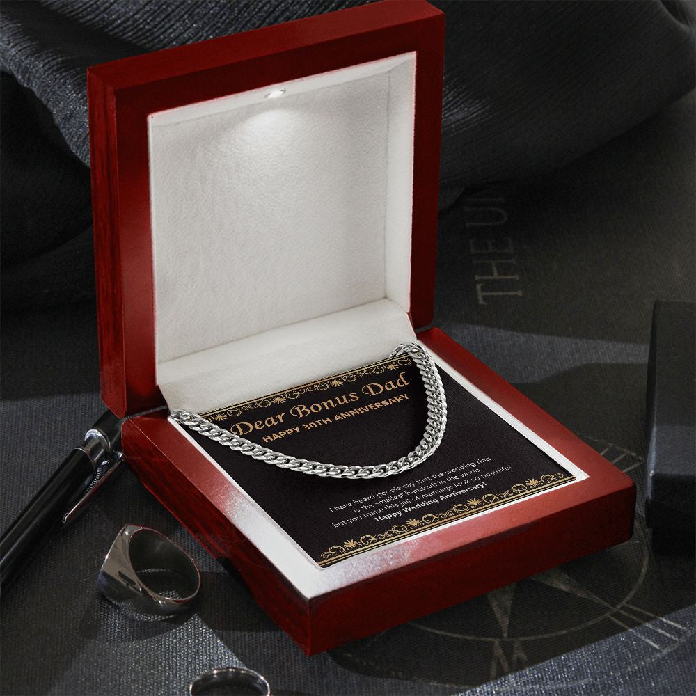 The Smallest Handcuff cuban link chain silver premium led mahogany wood box