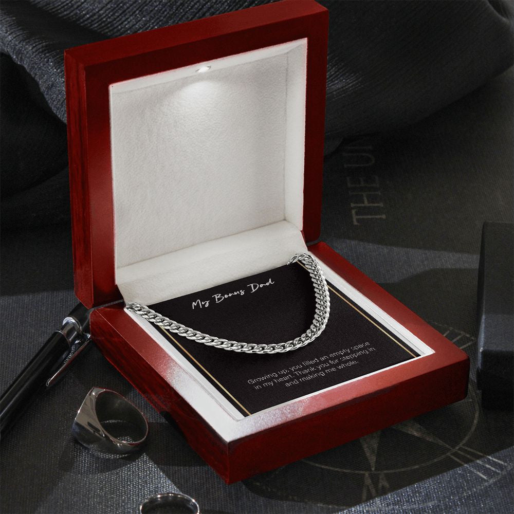 Empty Space In My Heart cuban link chain silver premium led mahogany wood box