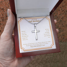 Load image into Gallery viewer, You Are Just Right stainless steel cross luxury led box hand holding
