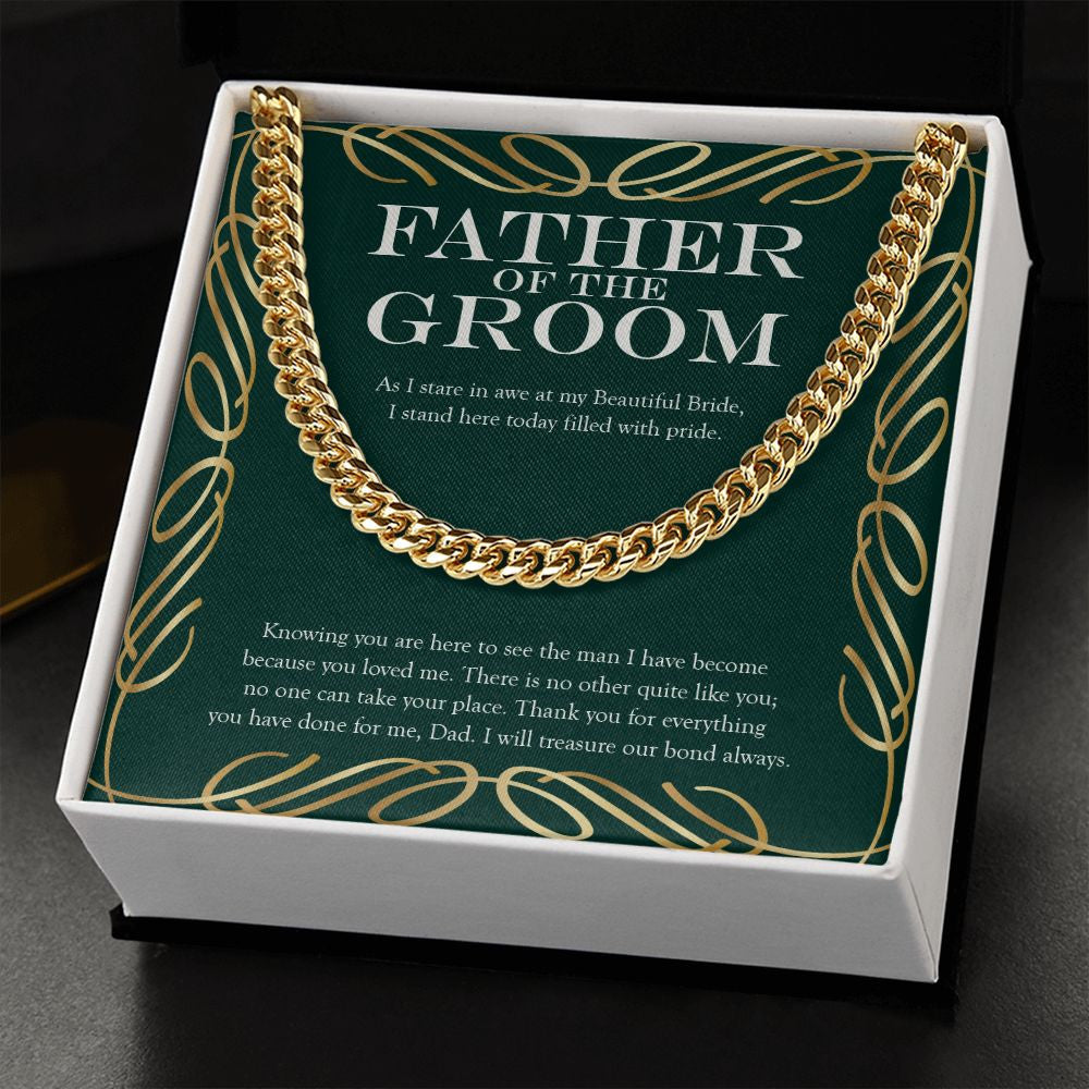 Filled With Pride cuban link chain gold standard box