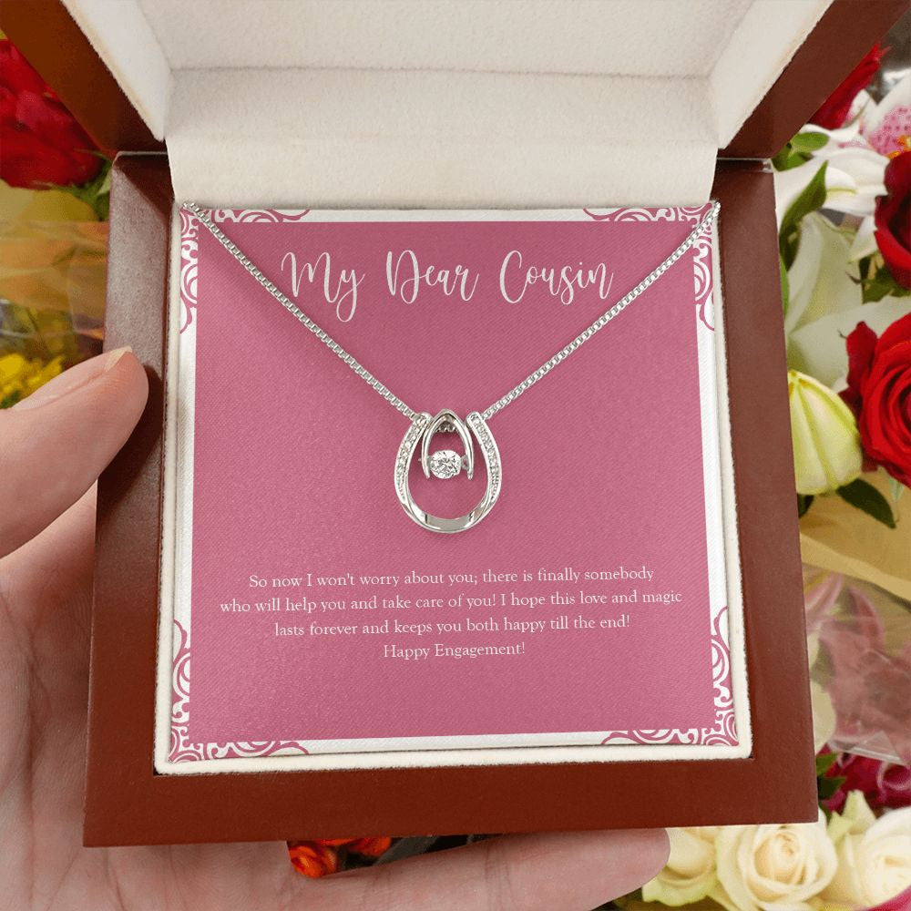 No Need To Worry horseshoe necklace luxury led box hand holding