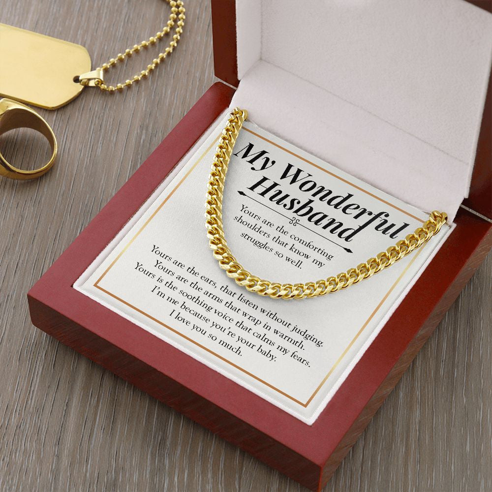 I Am Me Because Of You cuban link chain gold luxury led box