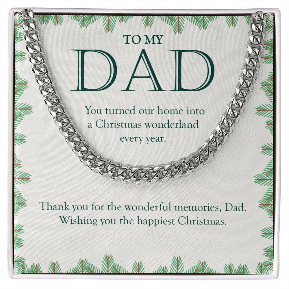 Thank You For The Wonderful Memories cuban link chain silver front