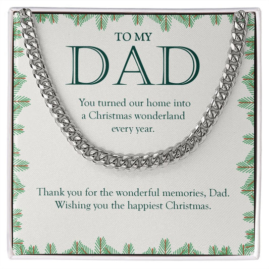 Thank You For The Wonderful Memories cuban link chain silver front