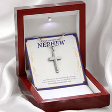 Load image into Gallery viewer, The Happiest Today stainless steel cross premium led mahogany wood box
