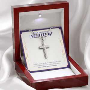 The Happiest Today stainless steel cross premium led mahogany wood box