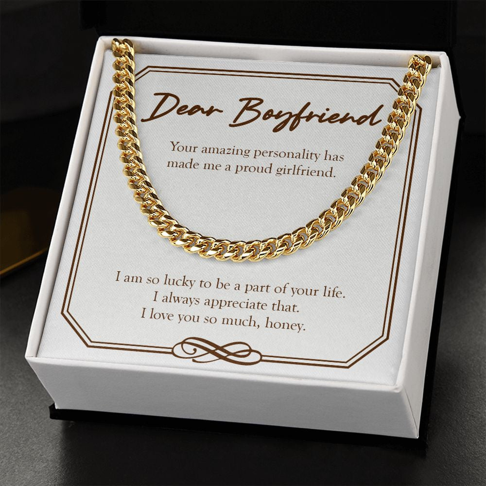 Your Amazing Personality cuban link chain gold standard box