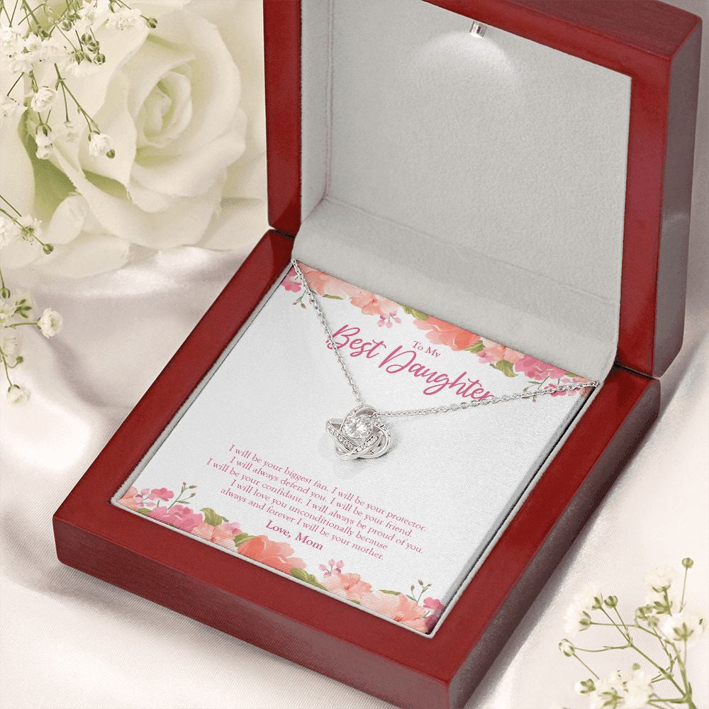 Your Biggest Fan love knot necklace premium led mahogany wood box