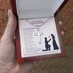 Constantly Filled With Love stainless steel cross luxury led box hand holding