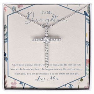 Angel of God cz cross necklace front