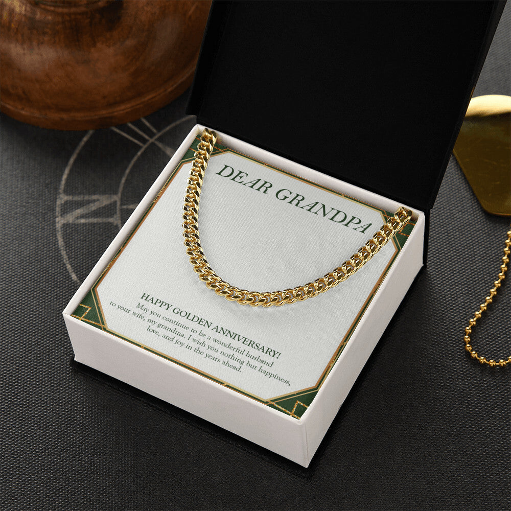 Nothing But Happiness cuban link chain gold box side view