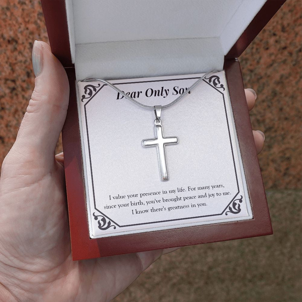Your Presence In My Life stainless steel cross luxury led box hand holding