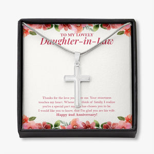 Glad You Are His Wife stainless steel cross necklace front