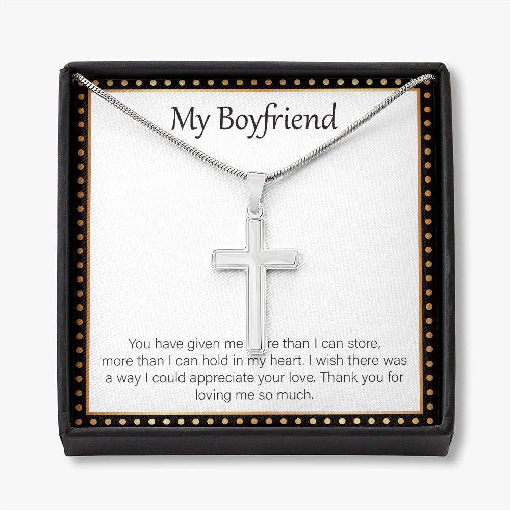 More Than In My Heart stainless steel cross necklace front