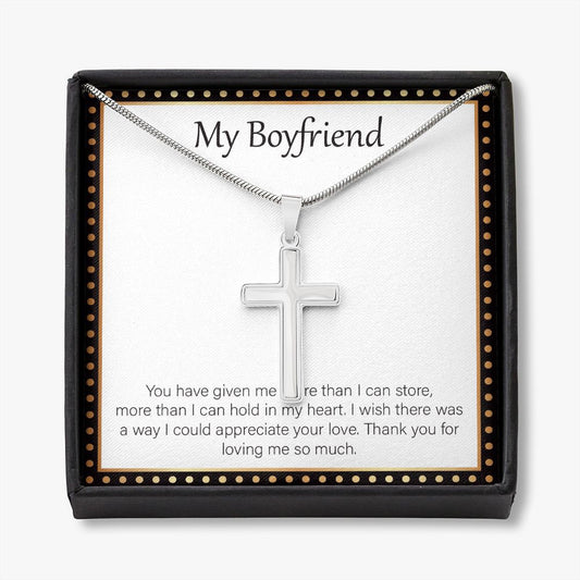 More Than In My Heart stainless steel cross necklace front