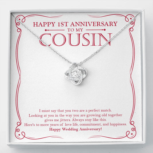 Commitment And Happiness love knot necklace front