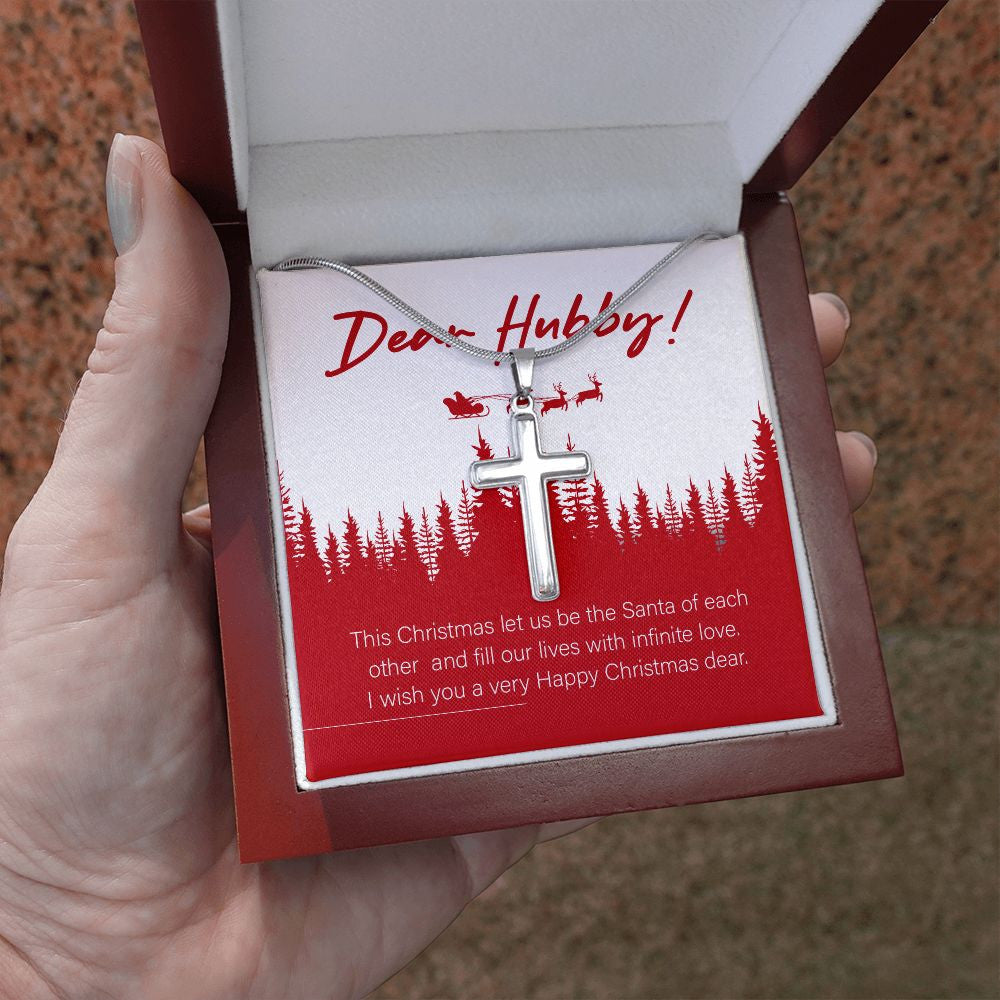 Santa Of Each Other stainless steel cross luxury led box hand holding