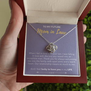 Lucky To Have You love knot necklace luxury led box hand holding