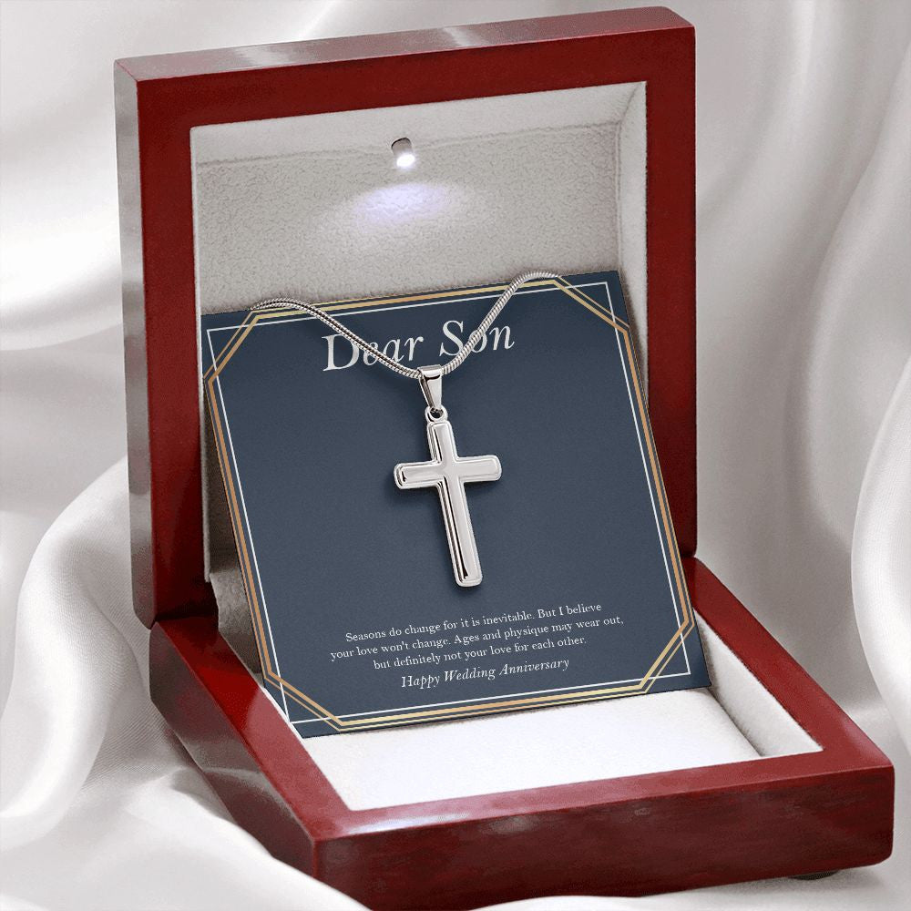 Love Won't Change stainless steel cross premium led mahogany wood box