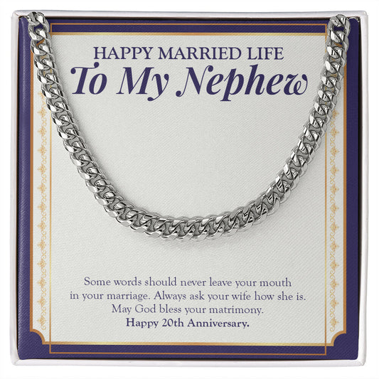 Always Ask Your Wife cuban link chain silver front