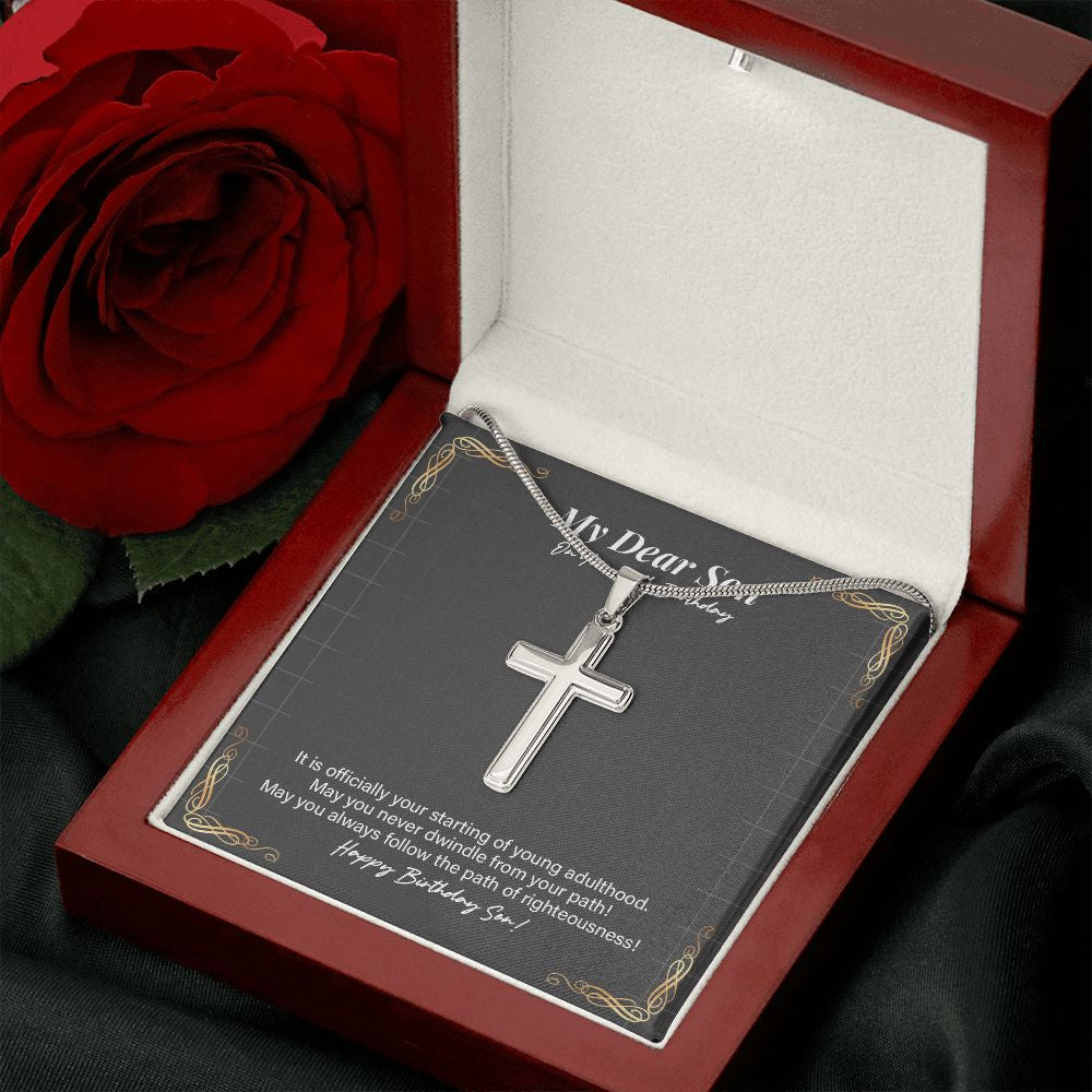 Never Dwindle From Your Path stainless steel cross luxury led box rose
