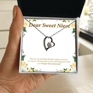 Two Lovebirds Fly forever love silver necklace in hand