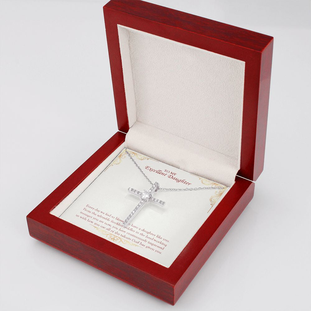Every Day Is Blessed cz cross necklace luxury led box side view