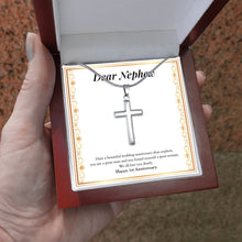Load image into Gallery viewer, A Great Man stainless steel cross luxury led box hand holding
