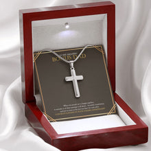 Load image into Gallery viewer, Two People Happy Together stainless steel cross premium led mahogany wood box
