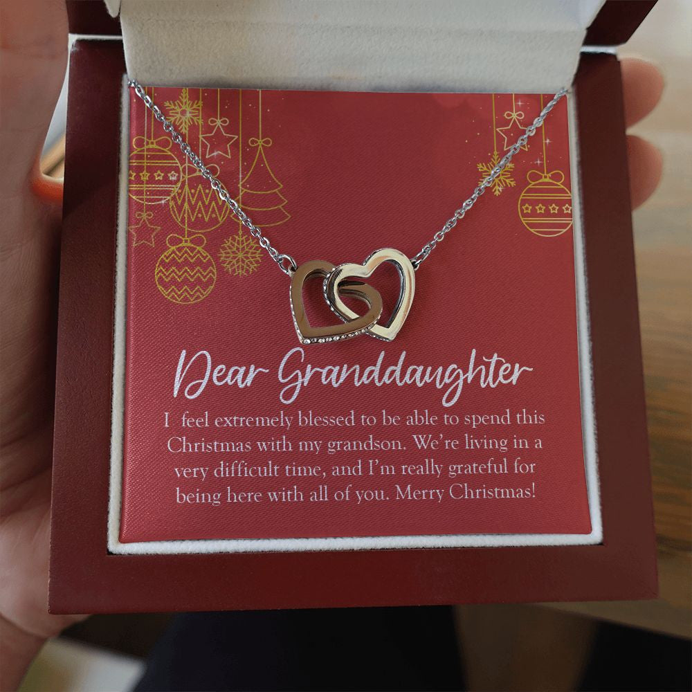 I Feel Extremely Blessed interlocking heart necklace luxury led box hand holding