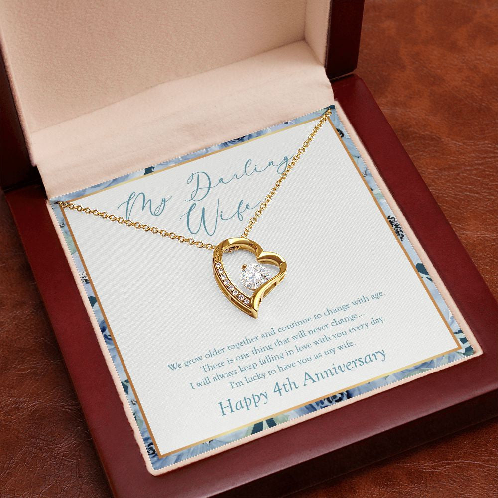 Keep Falling In Love forever love gold pendant premium led mahogany wood box