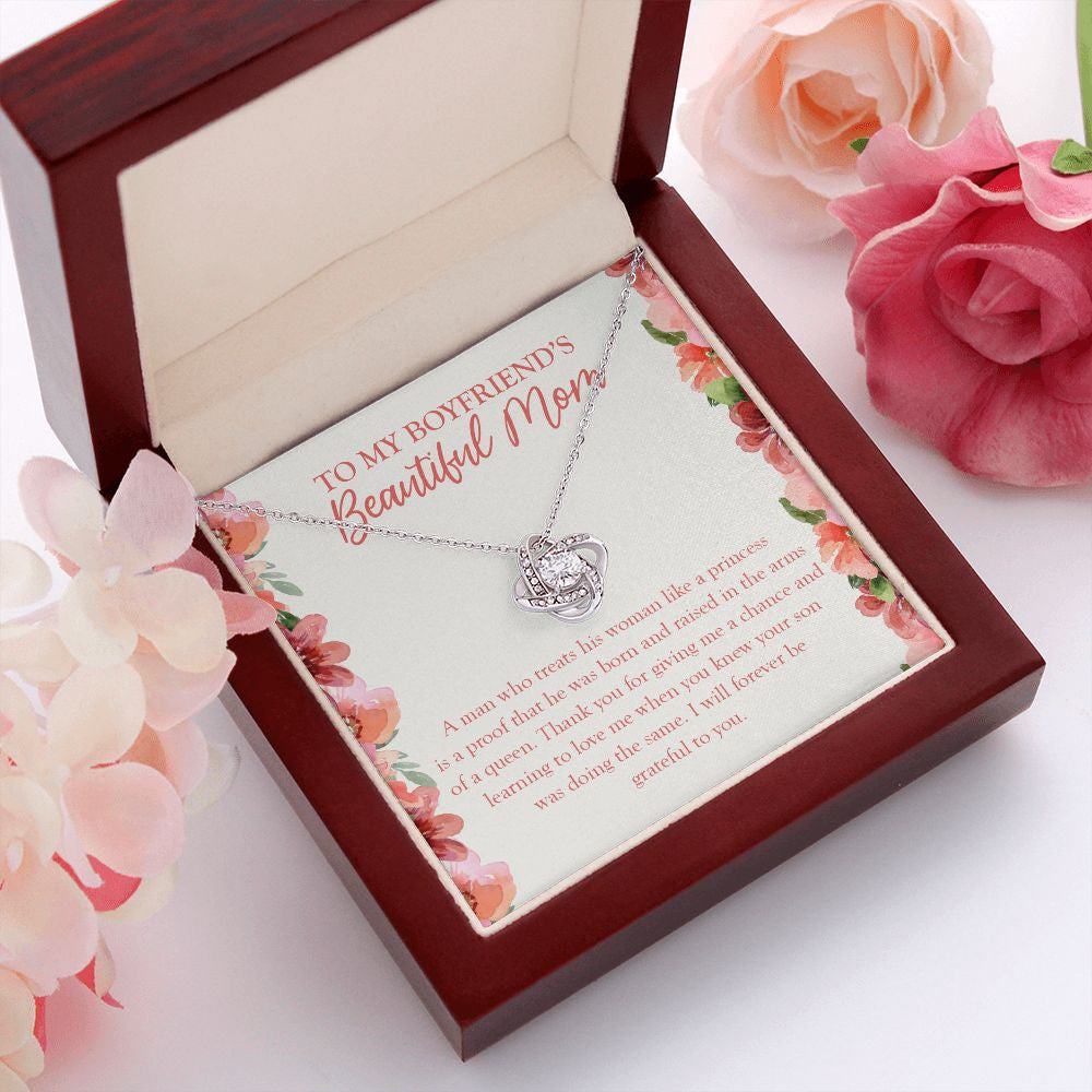 Raised in the Arms of the Queen love knot pendant luxury led box red flowers