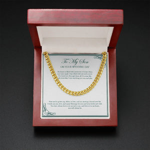 Forever In My Heart cuban link chain gold mahogany box led
