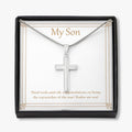 Hard Work Paid Off stainless steel cross necklace front