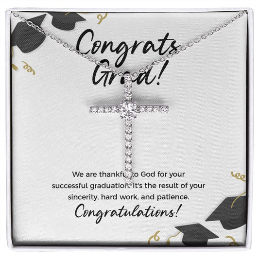 Thankful For God cz cross necklace front