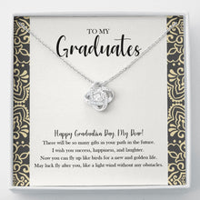 Load image into Gallery viewer, May Luck After You love knot necklace front
