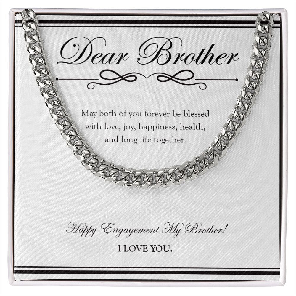 Forever Be Blessed cuban link chain silver front