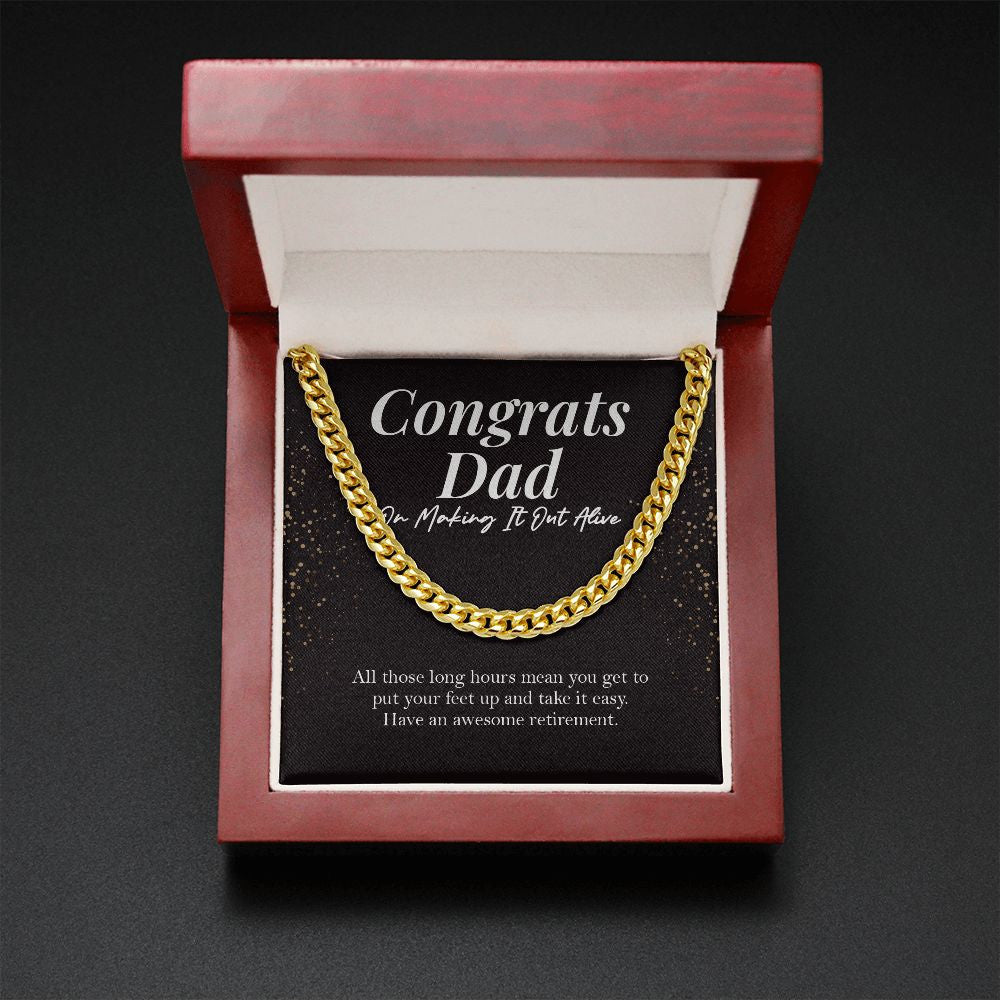 Making It Out Alive cuban link chain gold mahogany box led