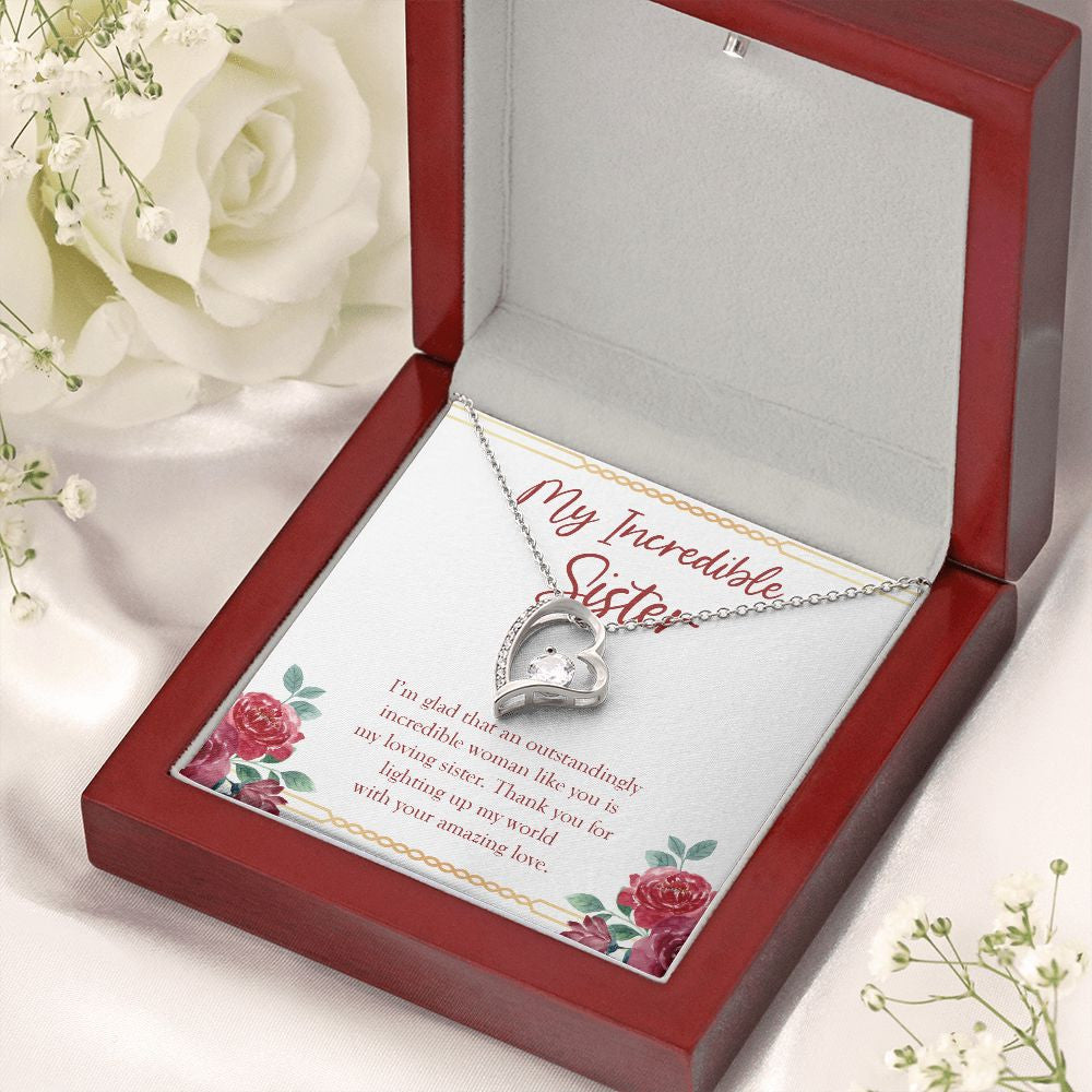 Outstandingly Incredible Woman forever love silver necklace premium led mahogany wood box