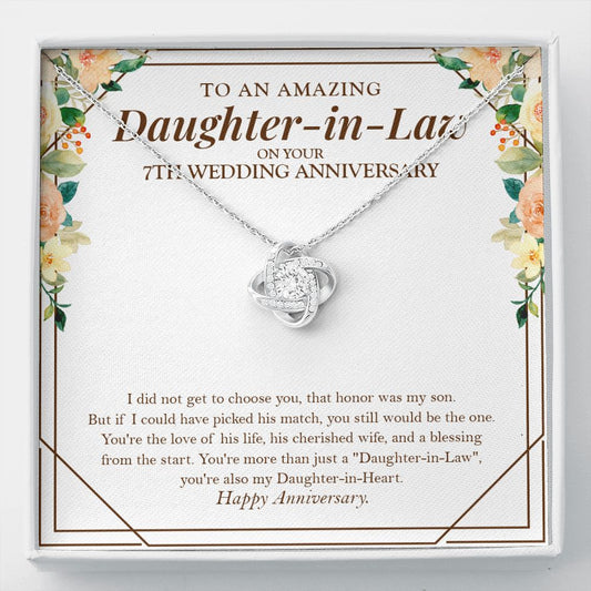 His Cherished Wife love knot necklace front