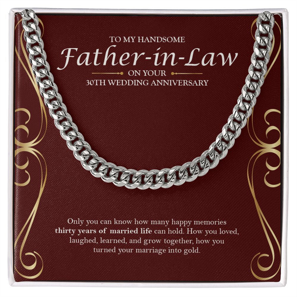 Thirty Years Of Memories cuban link chain silver front