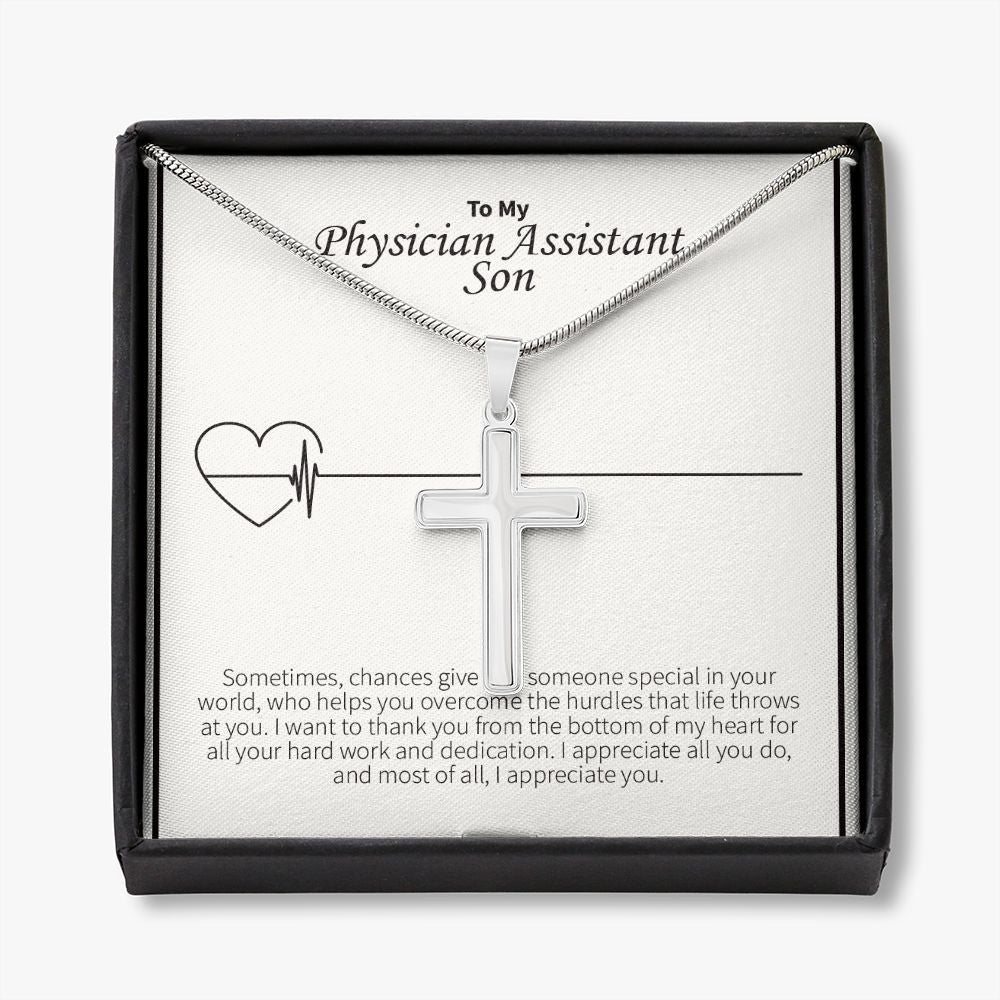 I Appreciate You stainless steel cross necklace front